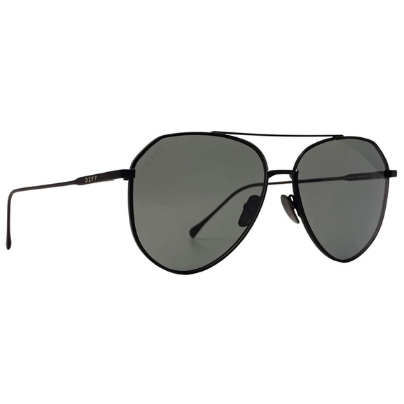 DIFF Dash Sunglasses Aviators Black Frame Grey Lenses Unisex - Picture 4 of 15